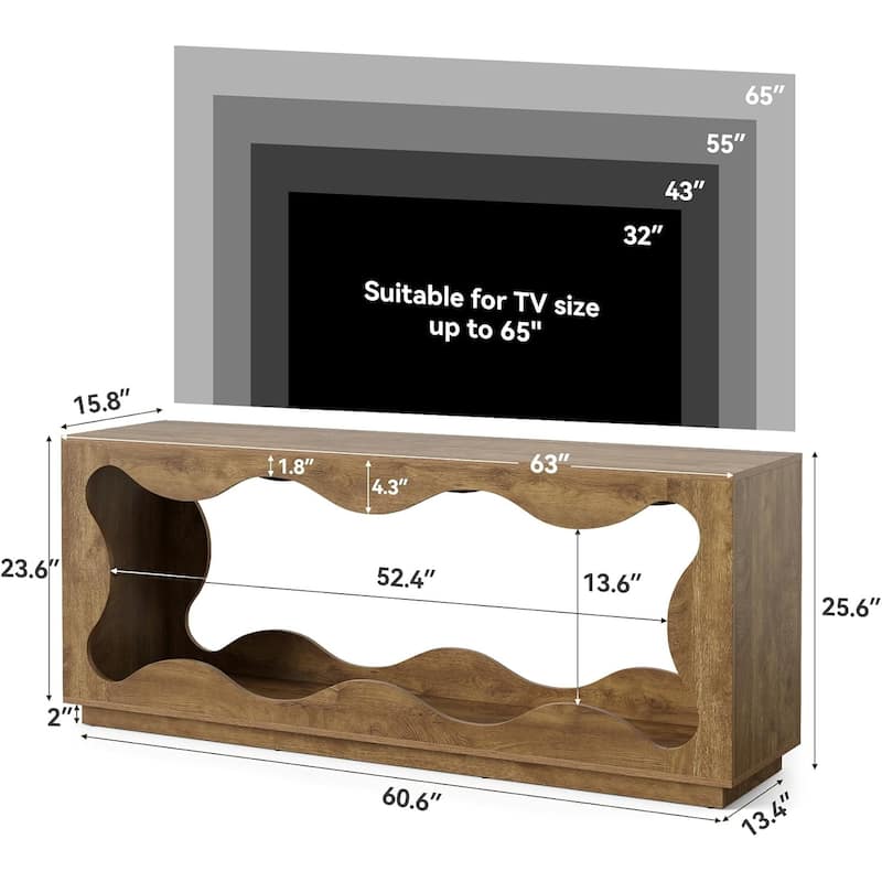 63 Inch TV Stand for 55/60/65-inch TVs, Entertainment Center with Storage