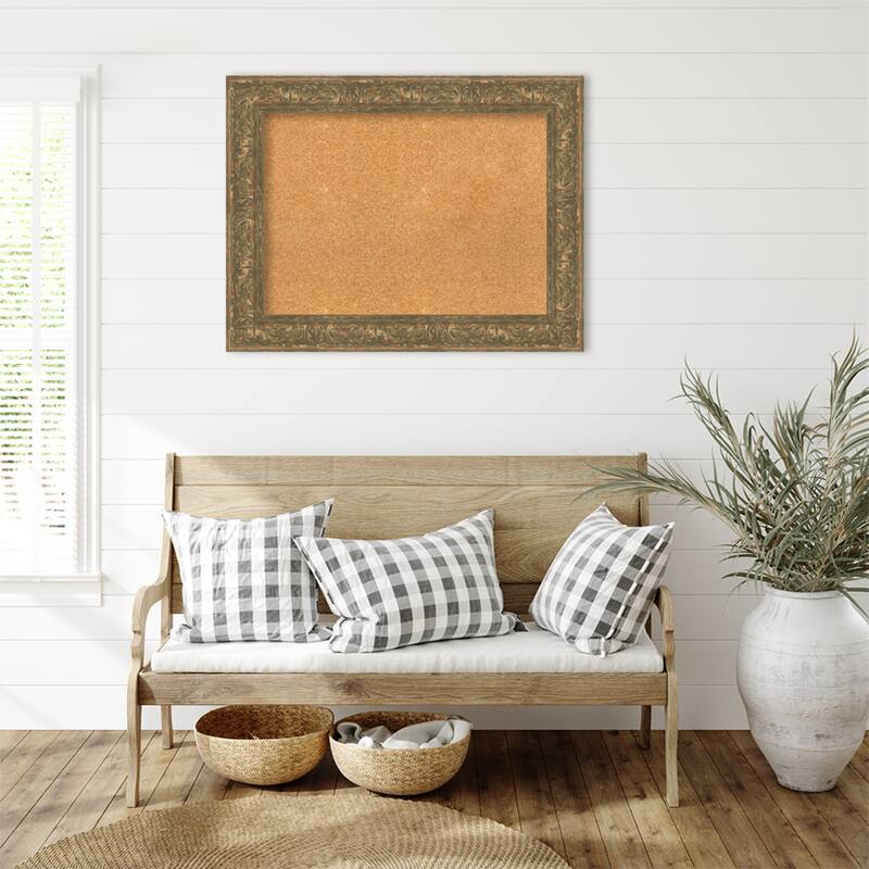 Luxe Bronze Gold Framed Cork Board - Bulletin Board, Organization Board, Pin Board