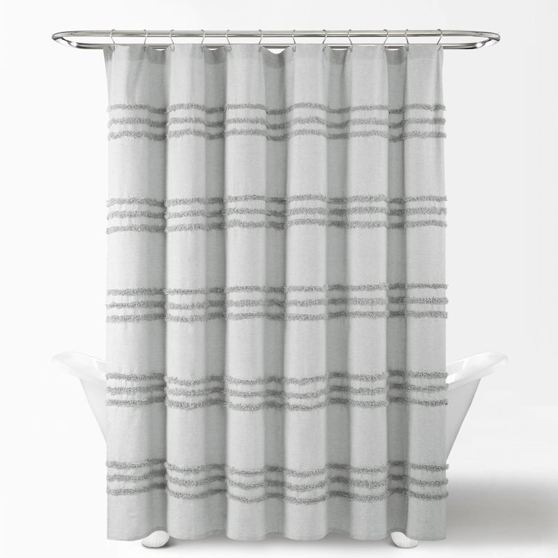 Lush Decor Boho Kendra Tufted Yarn Dyed Eco-Friendly Recycled Cotton Shower Curtain Single