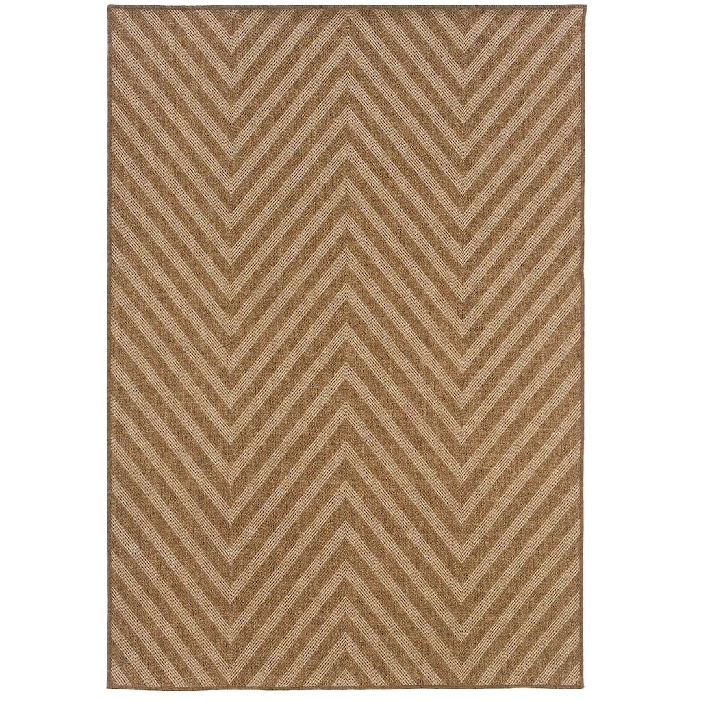 Gradignan Tan Geometric Outdoor Casual Area Rug
