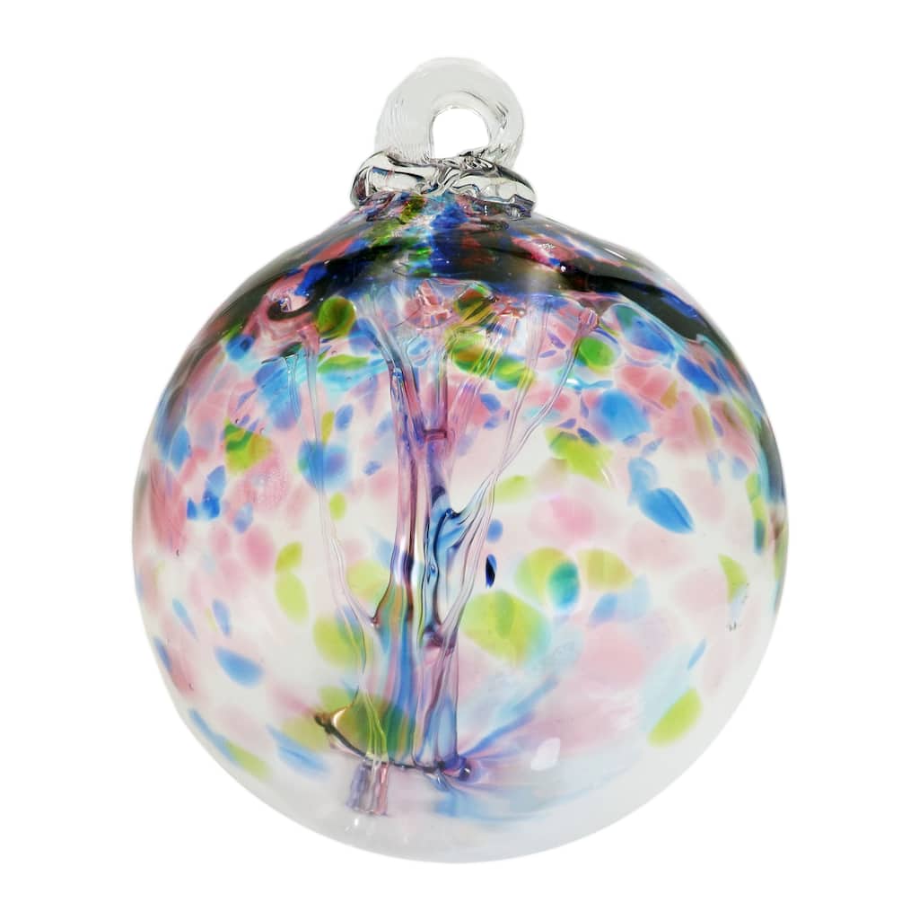 Tree of Life - Hope Hand Blown Art Glass Ornament-4"D - 4 inch