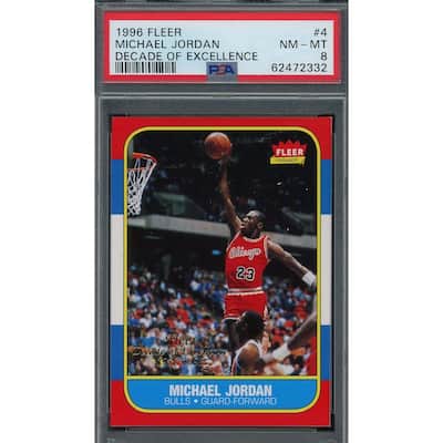 Michael Jordan 1996 Fleer Decade of Excellence Basketball Card #4 Graded PSA 8 - 8'6" x 11'6"