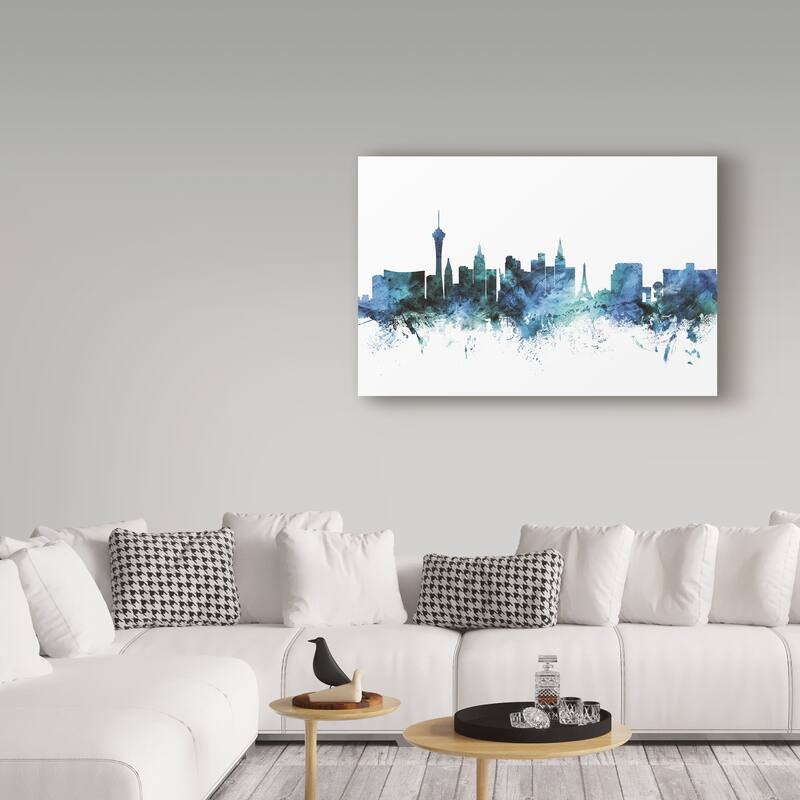 Michael Tompsett 'Las Vegas Nevada Blue Teal Skyline' Canvas Art