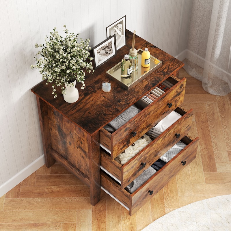 Gymax 3-Drawer Dresser 28.5'' Wide Chest of Drawers Modern Large