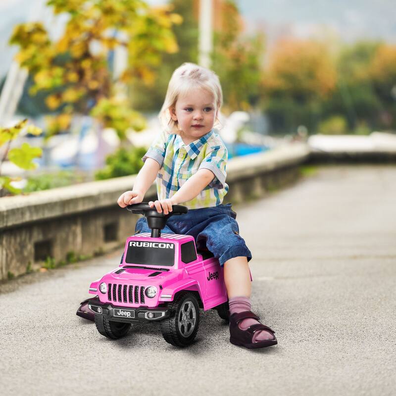 Kids Ride-On Push Car with Engine Sounds and Storage, Foot-to-Floor Sliding Car for Toddlers 1.5-3 Years Old - Pink