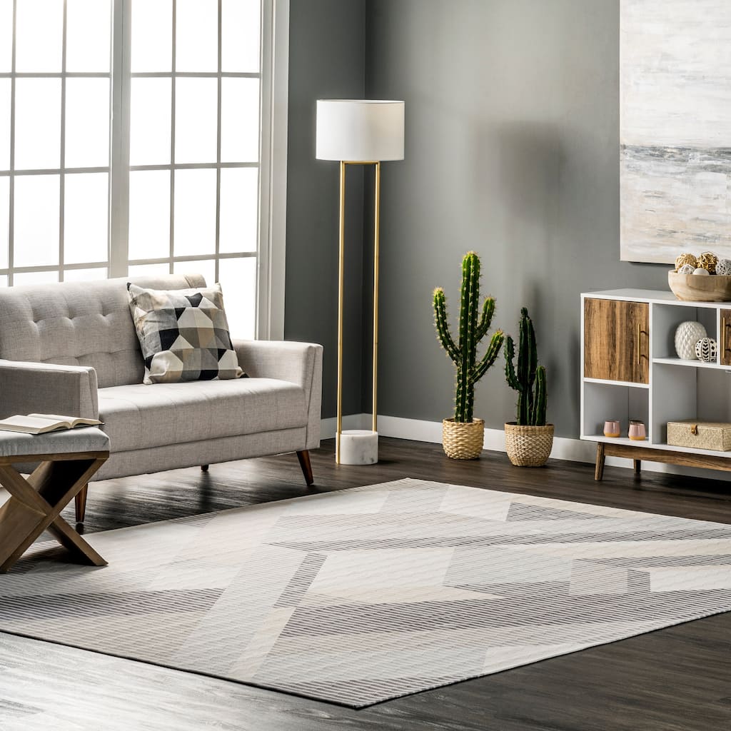 Nuloom Alesha SpinClean Modern Striped Machine Washable Area Rug