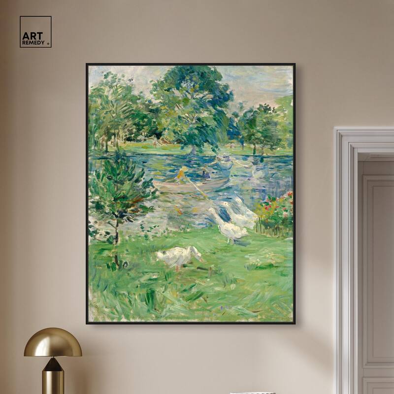 Morisot Girl in Boat with Geese Canvas by Art Remedy