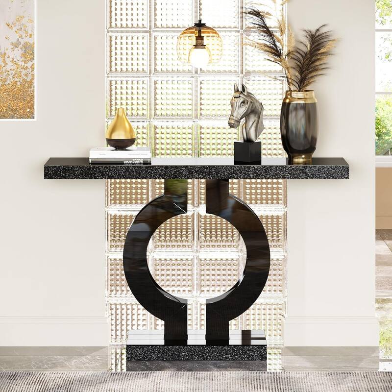 Modern Mirrored Console Table, Glass Sofa/Entryway Table, Rectangular Accent Foyer Table for Living Room, Hallway & Entrance