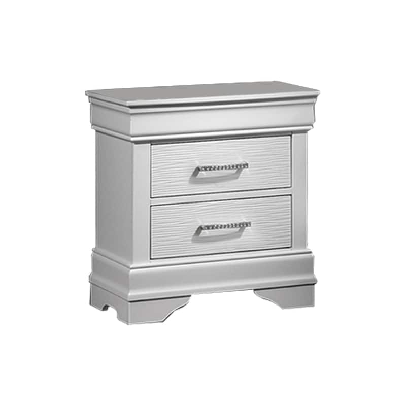 Contemporary Style Bed Set Nailhead Trim Diamond Accent Handles LED Lights White Finish Bedroom Furniture