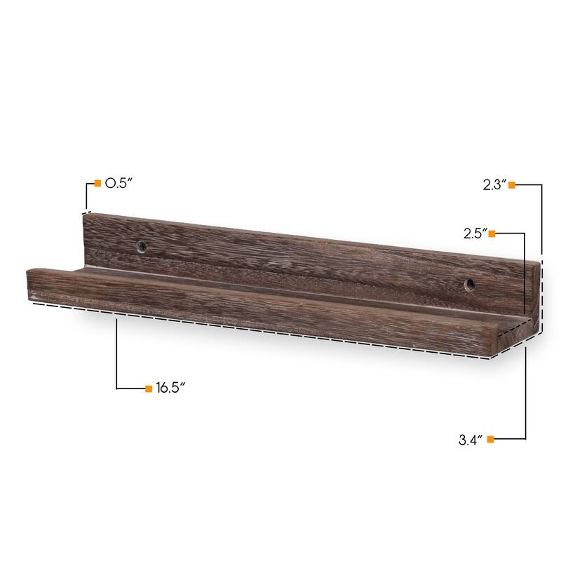Rustic State Solid Wood Picture Ledge Wall Shelf 17 Inch - Pack of 2