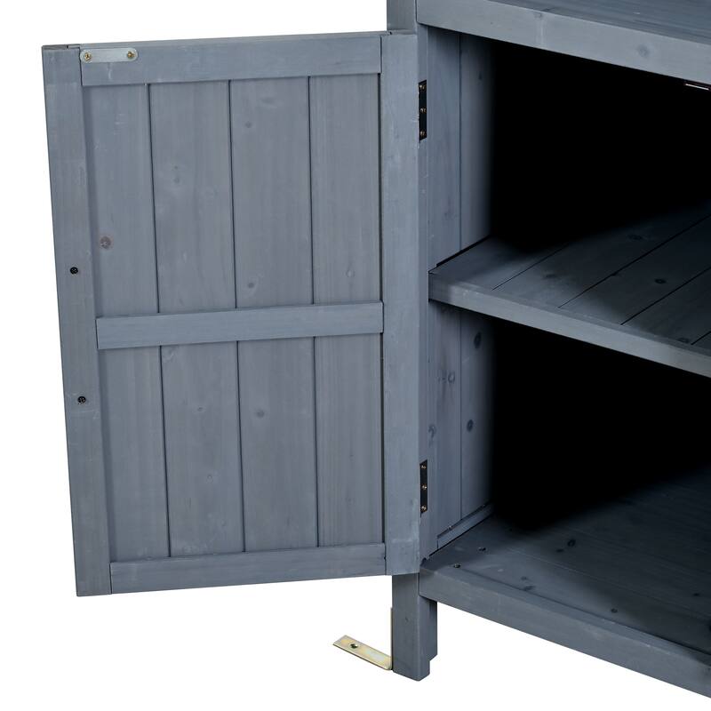 Roomfitters Outdoor Garden Potting Bench with Storage Hutch, Potting Table with Drawers and Cabinets, Shelves