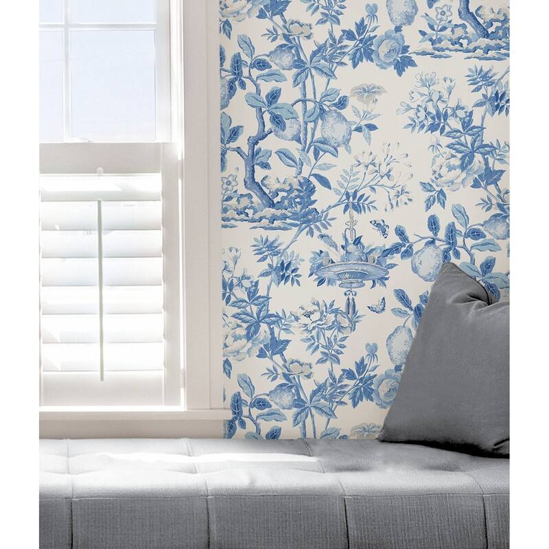 Scalamandre Delft Shantung Garden Self Adhesive Peel & Stick Wallpaper