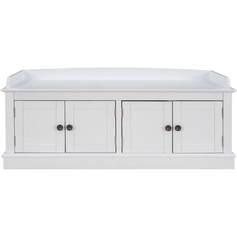 Storage Bench with 4 Doors and Adjustable Shelves