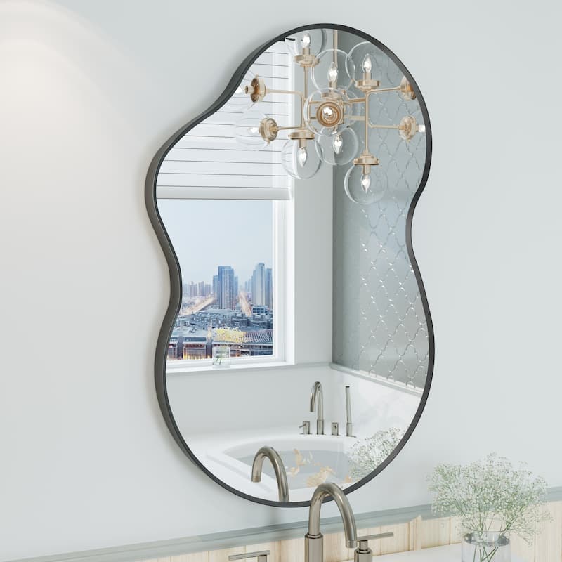 Irregular Wall Mirror Asymmetrical Decorative Wall Mirror Black 5 year warranty - 20x32