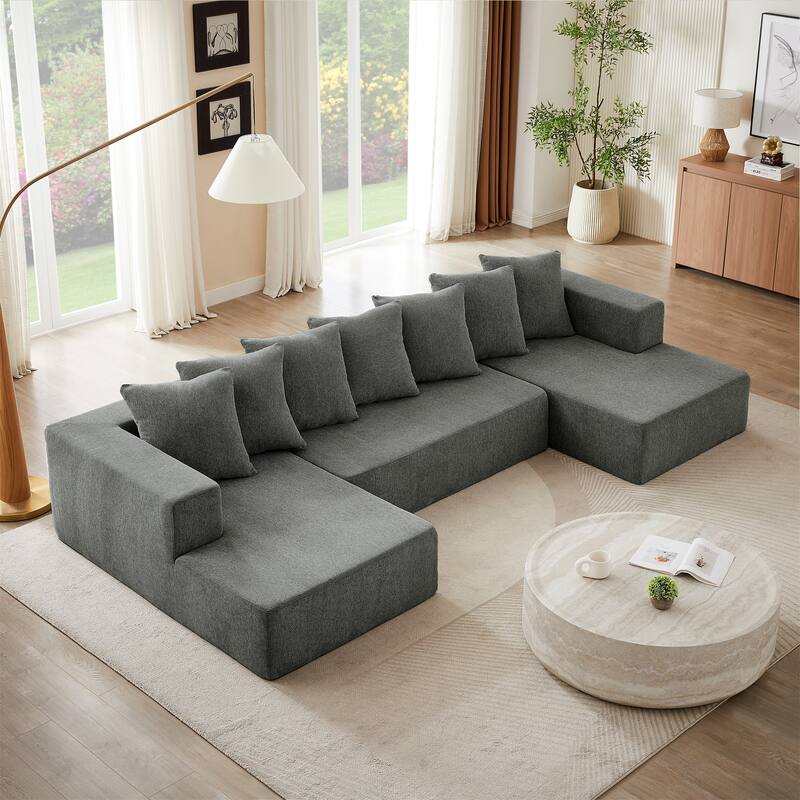 Chenille U-Shaped Sectional Sofa Set