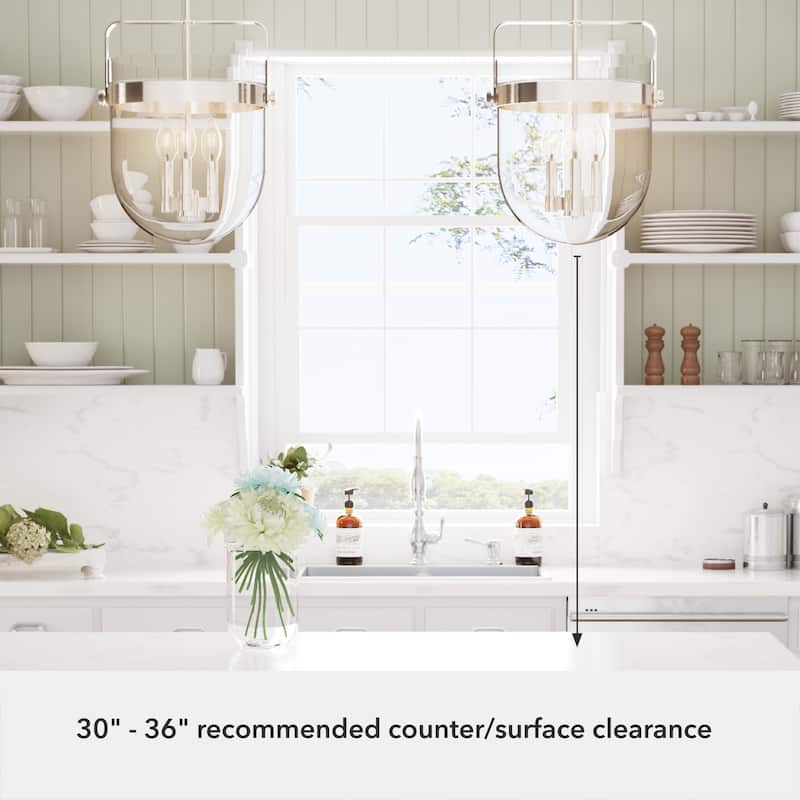 Hunter Karloff Clear Glass Bell-Shaped Pendant - Kitchen Island, Dining Room, Entry - Modern Farmhouse, Rustic, Industrial