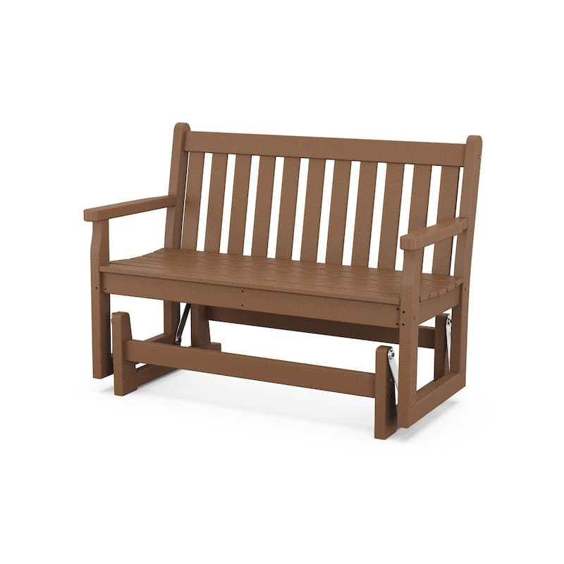 POLYWOOD Traditional 48-inch Outdoor Garden Glider Bench - Teak