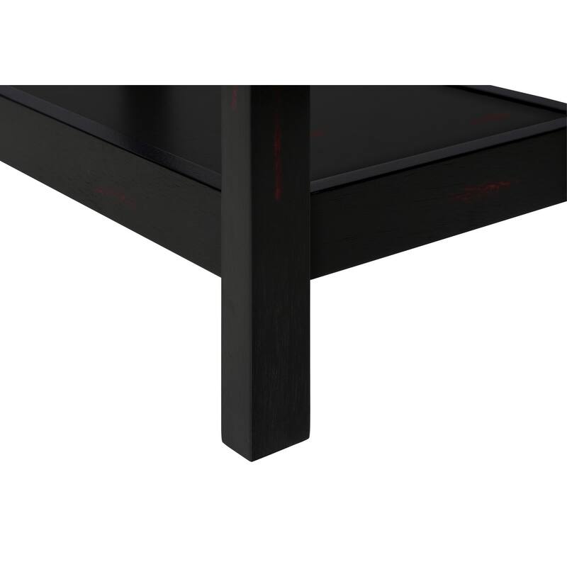 Accent Table, 2 Tier, End, Lamp, Nightstand, Side Table, Narrow, Small, Storage Drawer, Bedroom, Black Veneer, Transitional