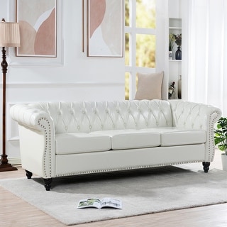 84" Chesterfield Rolled Arm 3 Seater Sofa