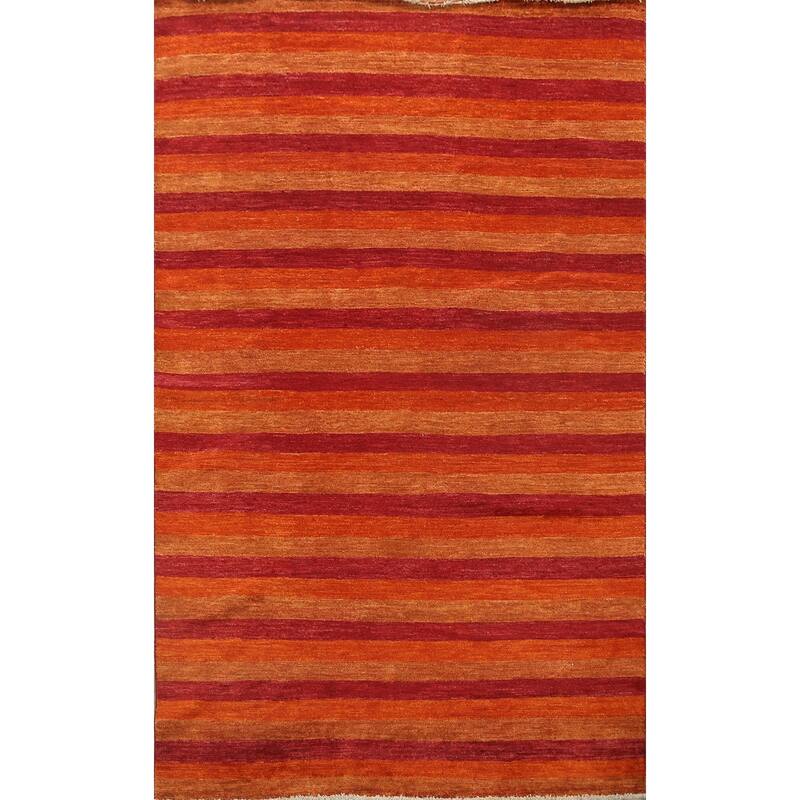 Modern Striped Gabbeh Kashkoli Oriental Area Rug Wool Hand-knotted - 5'5" x 7'8"