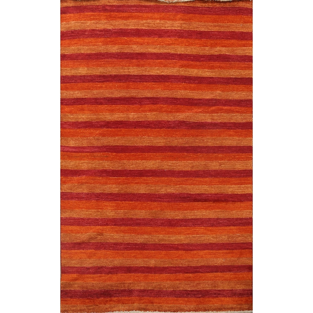 Modern Striped Gabbeh Kashkoli Oriental Area Rug Wool Hand-knotted - 5'5" x 7'8"