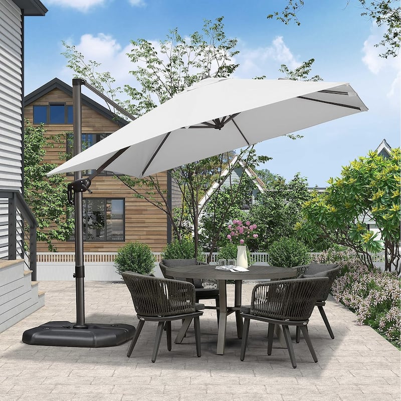 PURPLE LEAF 9 ft 360 Degree Rotation Patio Umbrella With Base