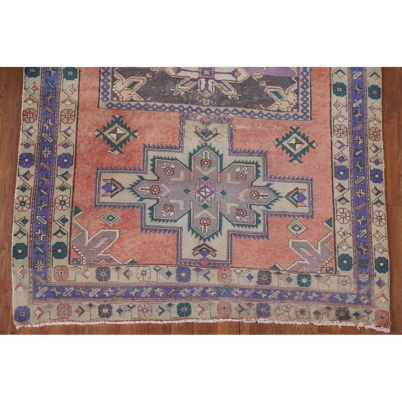 Hand Knotted Oriental 100% Wool Carpet Traditional Tribal Coral Ardebil Area Rug - 11' 1'' X 4' 7''