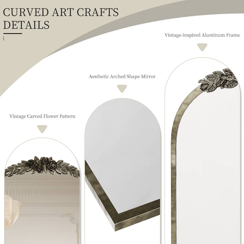 Antique Gold Traditional Arch Mirror Baroque Inspired Wall Decor