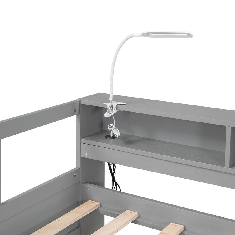 Twin XL Solid Wood Daybed with 2 Trundles, 3 Storage Cubbies, 1 Light and USB Charging Design for Bedroom, Apartment