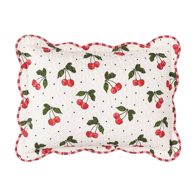 Cherry Reversible Scalloped Quilt Set