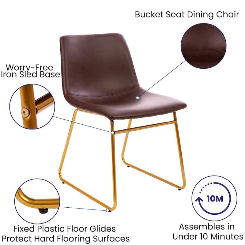 18 Inch Indoor Dining Table Chairs, LeatherSoft Upholstery-Set of 2