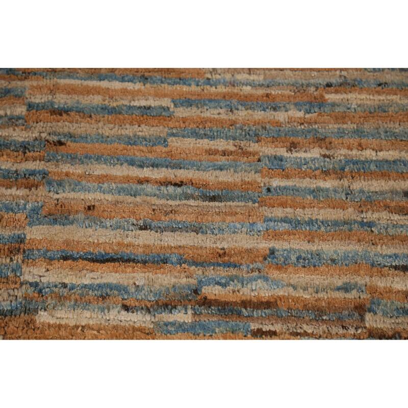 Striped Moroccan Oriental Area Rug Handmade Wool Carpet - 6'9" x 9'9"