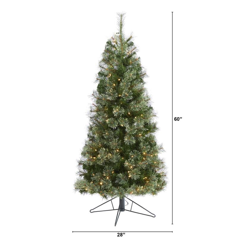 5ft. Cashmere Slim Artificial Christmas Tree with 250 Warm White Lights and 408 Branches - Elegant Holiday X-Mas Tree