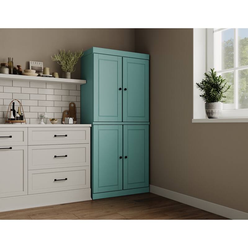 Palace Imports 100% Solid Wood Pantry Cabinet, Raised Panel Doors, Adjustable Shelves, 32" Wide, 71.5" Tall - 32" x 71.5"