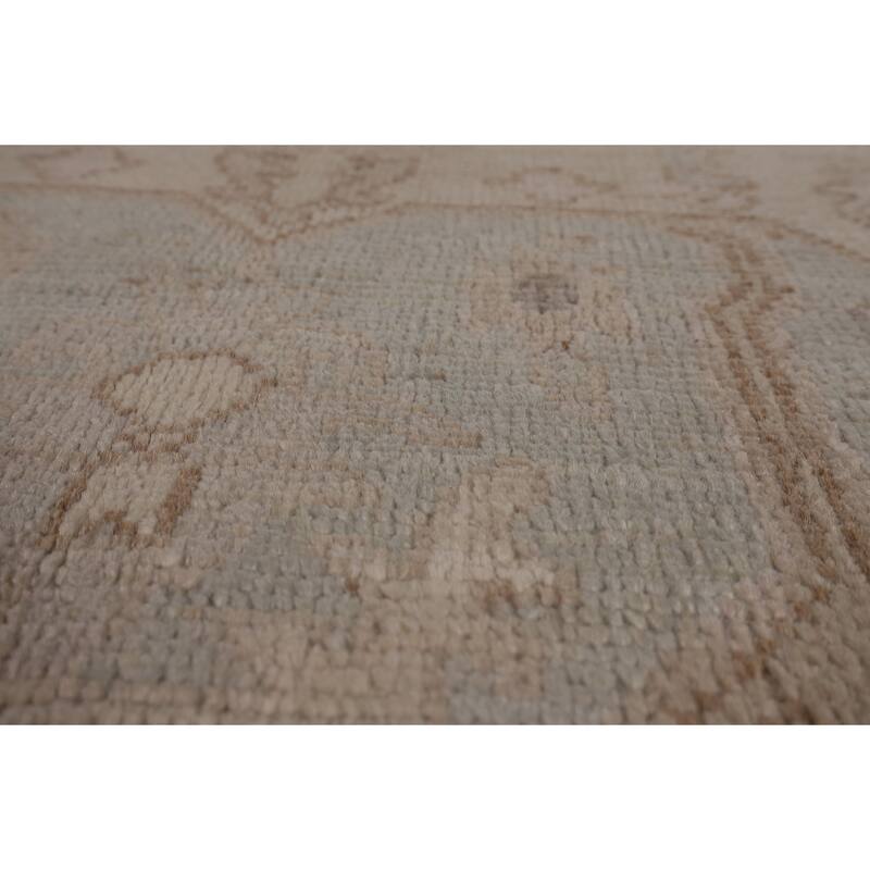 Vegetable Dye Geometric Oushak Area Rug Hand-Knotted Wool Carpet - 6'1"x 8'11"