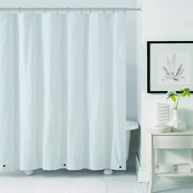 Dainty Home Light Weight Shower Curtain Liner With Weighted Hem - White