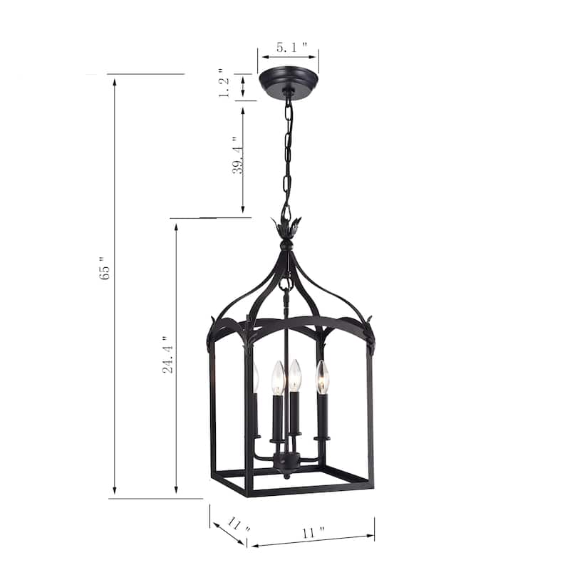 Aparctias Black Metal 4-light Foyer Pendant