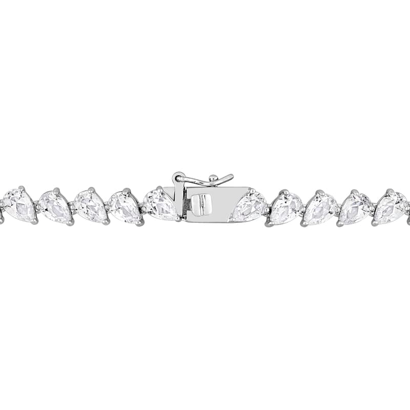 Miadora Created White Sapphire Teardrop Necklace in Sterling Silver