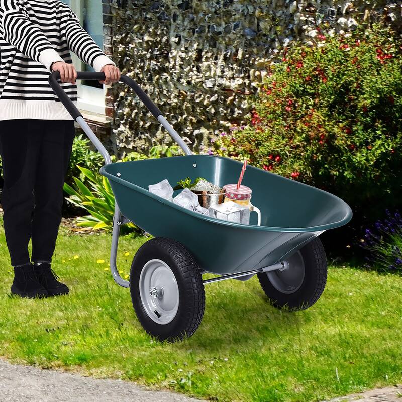 Costway 2 Tire Wheelbarrow Cart Heavy-duty Dolly Utility Cart