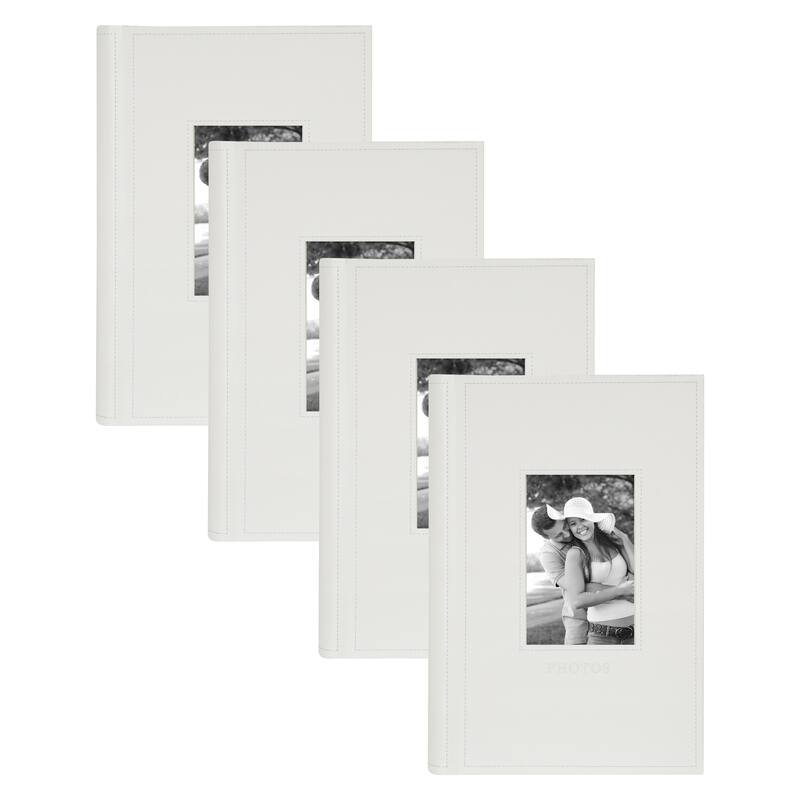 DesignOvation Debossed Black Faux Leather Photo Album (Pack of 4)