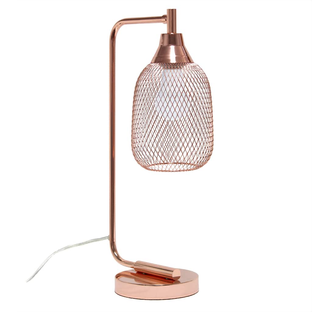 Industrial Style Desk Lamp with Wire Shade - 19" - Rose Gold