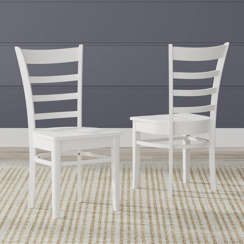 Slat Back Solid Wood Dining Chair (Set of 2) - White