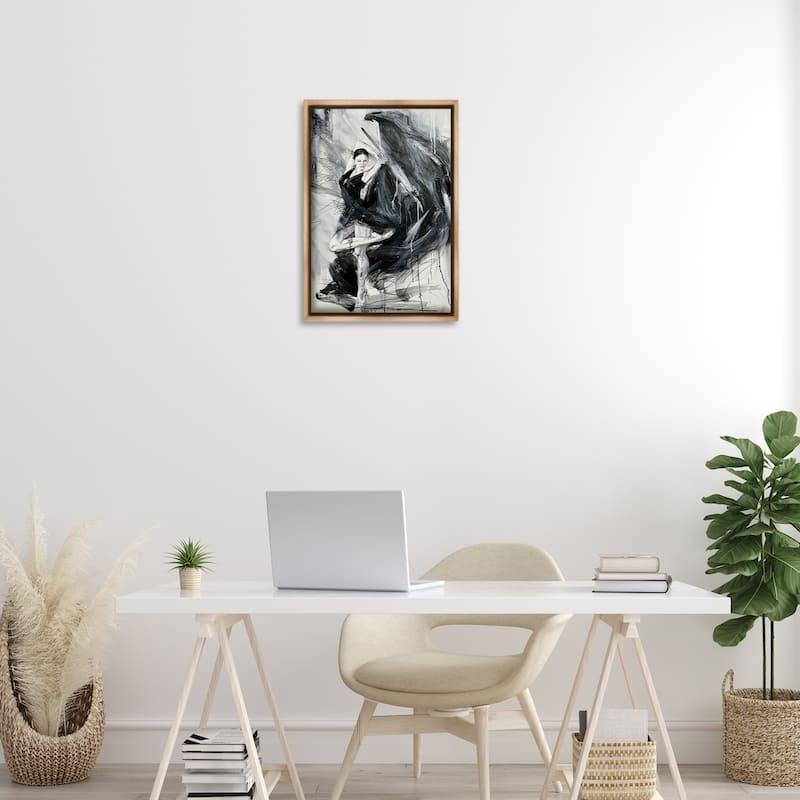 Stupell Elegant Dancer Abstract Framed Floater Canvas Wall Art Design By Lucille Lee