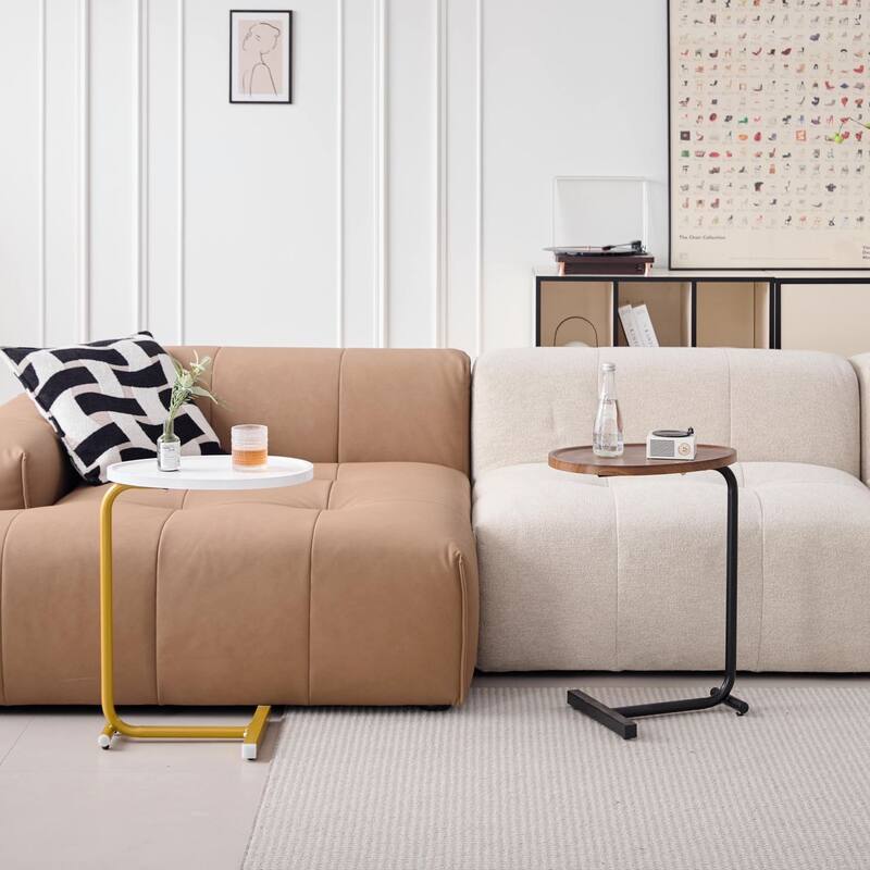 Space-Saving C-Shaped End Table – Perfect for Couches & Beds