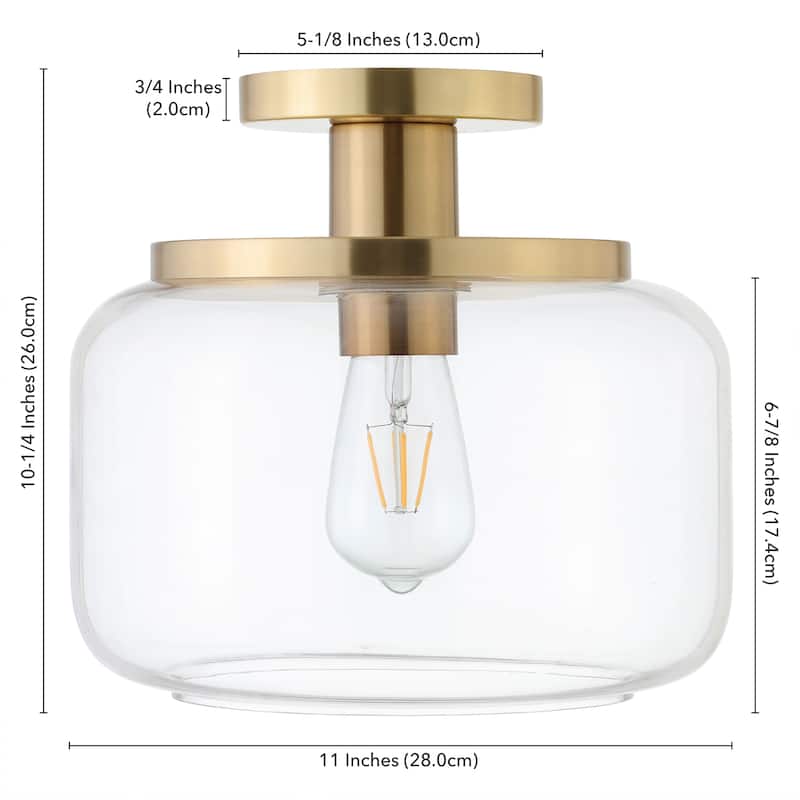 Tatum 11" Wide Semi Flush Mount with Glass Shade