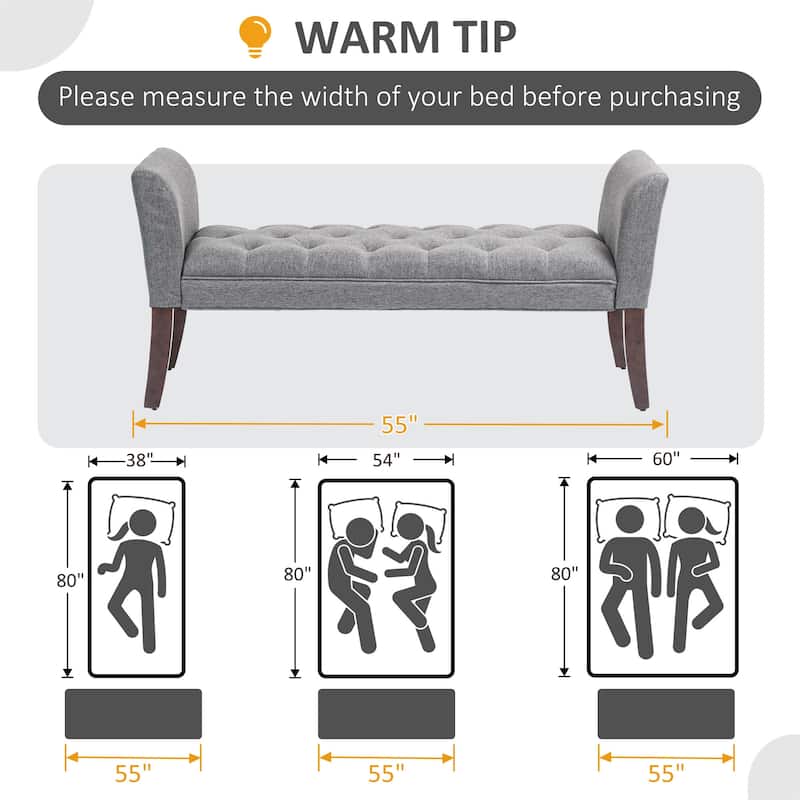 Upholstered Bedroom Entryway Bench