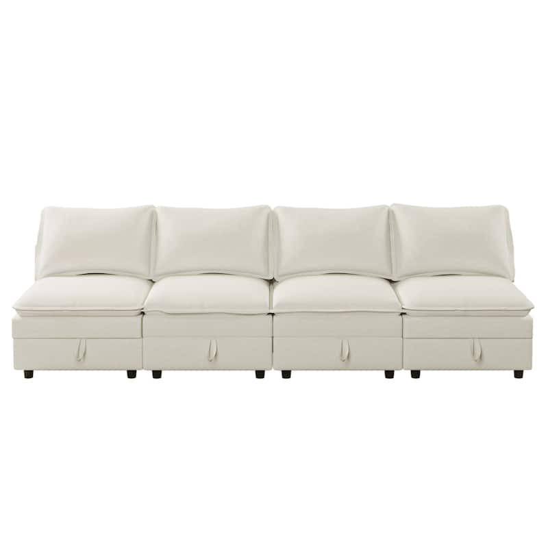 67" Chenille Modular 4-Piece Sectional Sofa with Under-Seat Storage, 4-Seater and Sturdy Plywood Frame