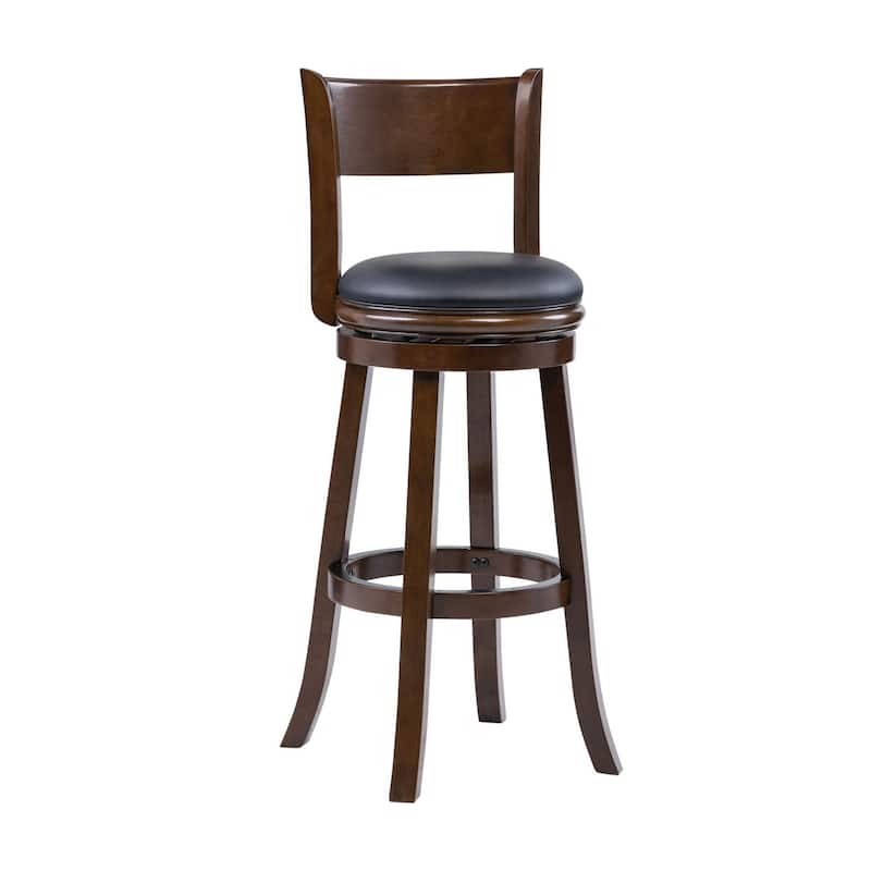 Milo Swivel Barstool Chair, Black Faux Leather, 34 Inch Extra Tall