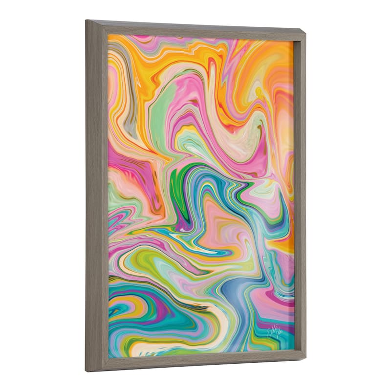 Kate and Laurel Blake Marble 27 Framed Printed Glass by Jessi Raulet - 18x24 - Plastic - Grey