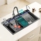 preview thumbnail 1 of 5, Waterfall Kitchen Sink Single Bowl Stainless Steel with Digital Display - 29.5X18.1in 29.5X18.1in